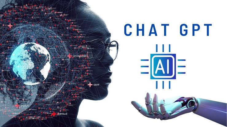 Woman with AI and ChatGPT text