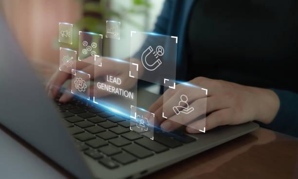 Lead generation icons and laptop