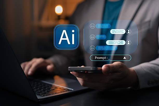 AI chatbot interface on phone and laptop