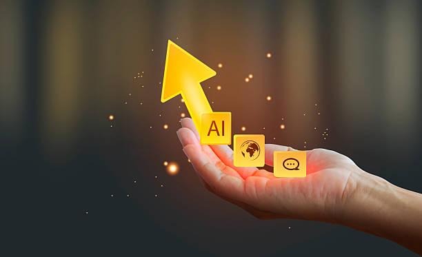 Hand holding AI growth arrow